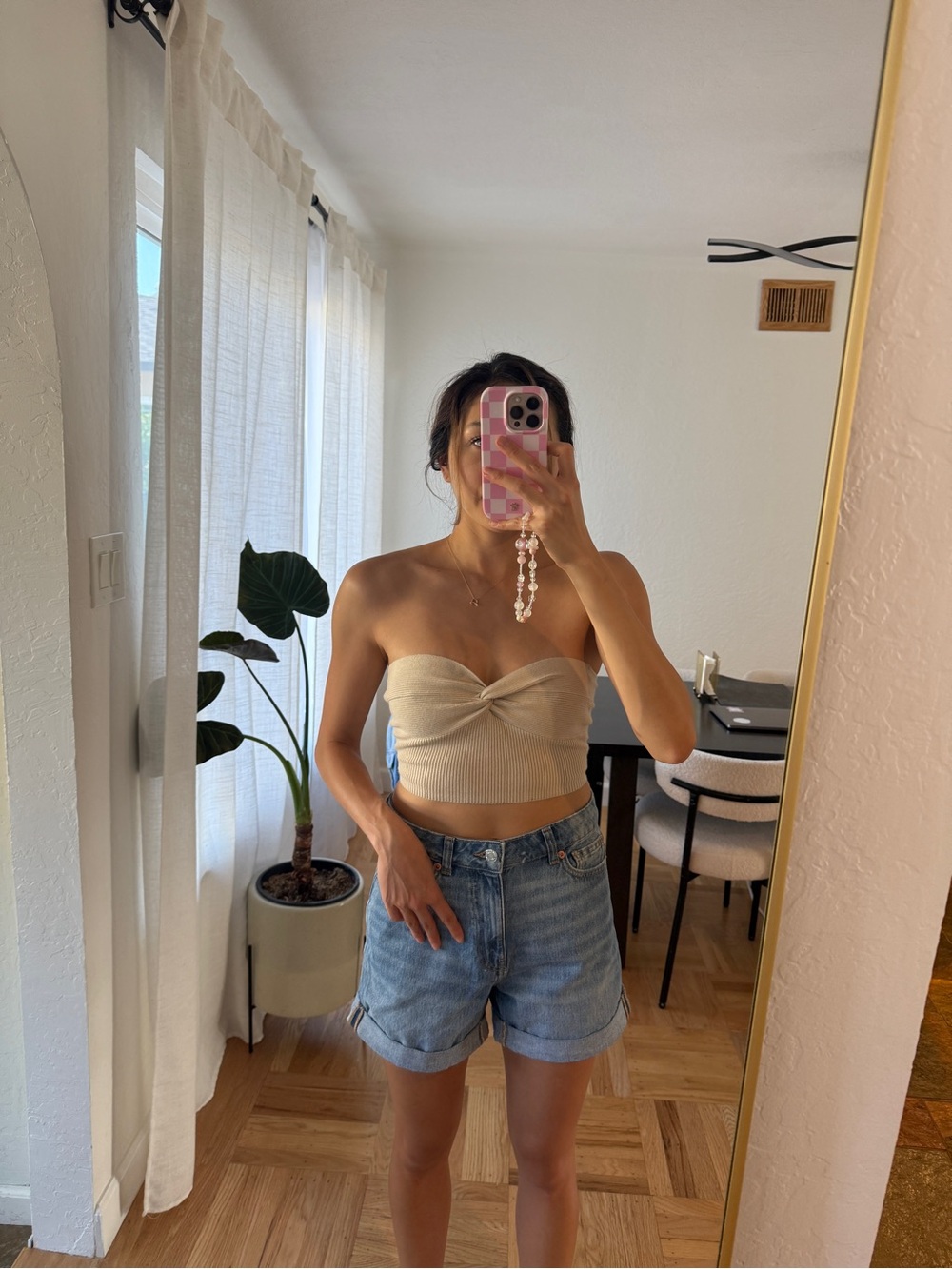 Princess Polly Neutral Beige Ribbed Strapless Crop